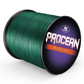 Procean 100% PE 4 & 8 Strands Braided Fishing Line, 6-300 LB Sensitive Braided Lines, Super Performance and Cost-Effective (Moss Green, 250LB(113Kg) 0.80mm-328Yds(8Strands))