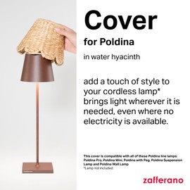 Zafferano, Poldina Water Hyacinth Cover, Hand Woven for Table Lamp, Cover Compatible with Poldina Lamps, Handmade, Ø14.5 x 12.5 cm