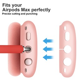 3in1 Silicone Case Cover Compatible with AirPods Max Earpads, Earcup Protector, Headband Cover for Airpods Max Earpad Cover Soft Silicone Skin Protector for AirPod Max Headphones Ear Pads Pink
