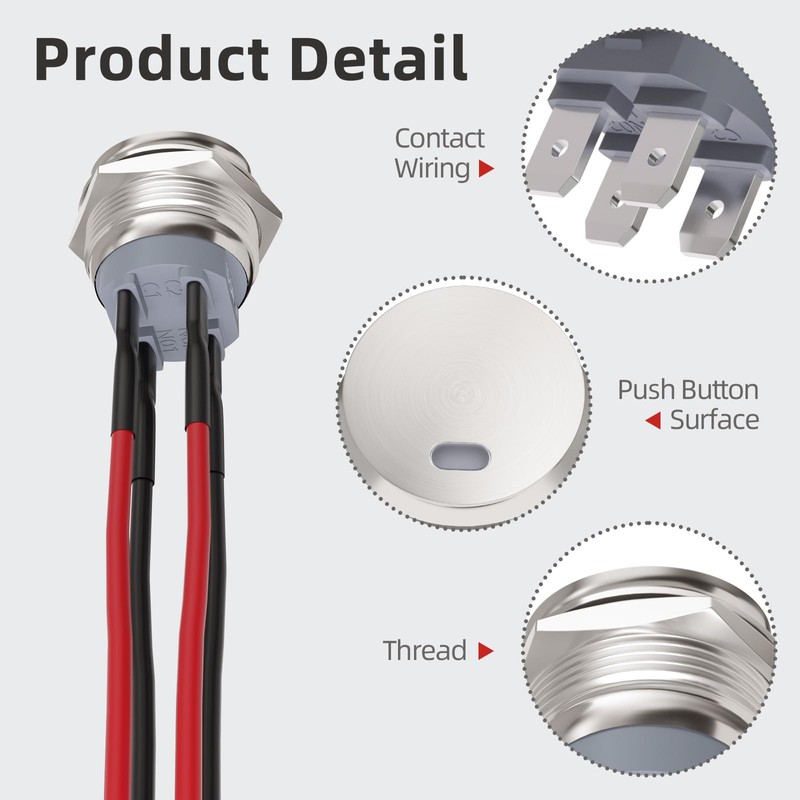 APIELE 22mm Metal Stainless Steel Toggle Switch IP65 Waterproof Switch