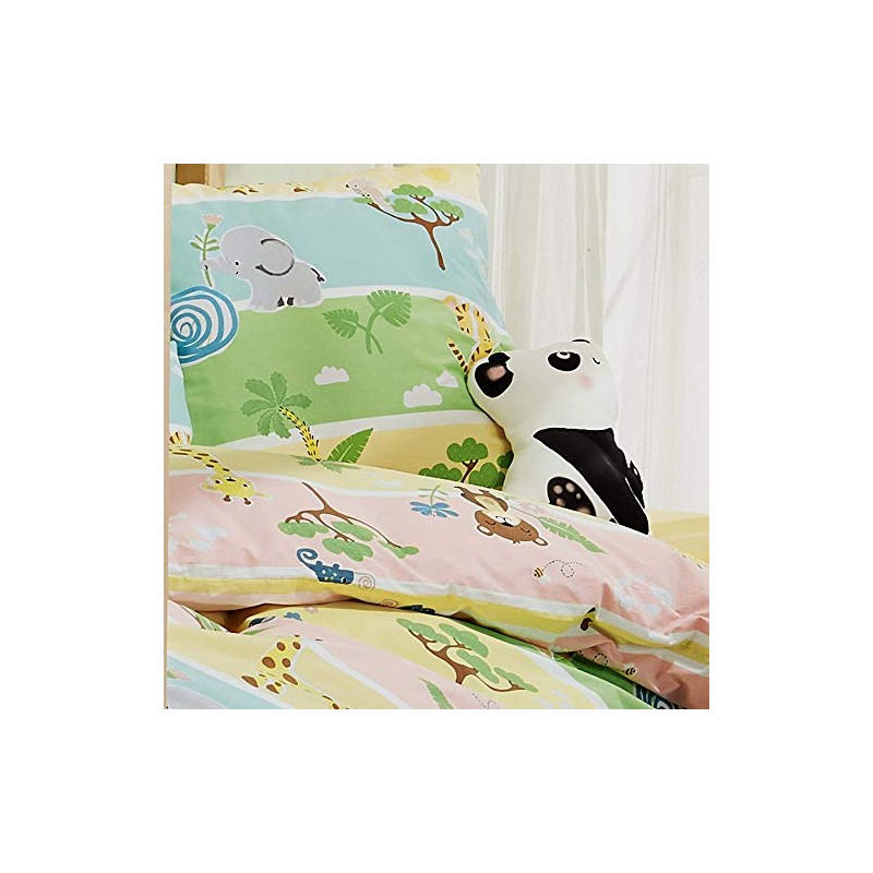 Erwin Müller Children's Bed Linen Set Zoo Animals Renforcé Green/Blue