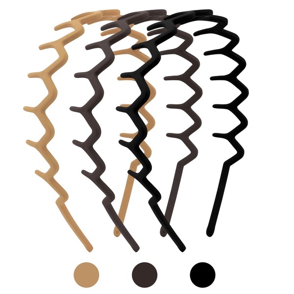 Didder 3PCS Plastic Zig Zag Headbands for Women Trendy Zigzag