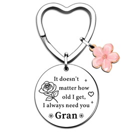 SMARGO Gran Gifts Gran Keyring from Granddaughter Grandson, Christmas Birthday Mothers Day Keychain Gifts from Grandchildren