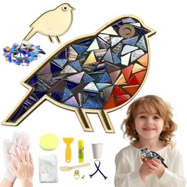 ZTIKSNYU DIY Glass Mosaic Tiles Bird Art Crafts Adults Mosaic Art Projects Home Decoration Creative Mosaic Glass Gift Kit for Kids 8 Ages Glass Pieces Mosaic Making Coaster Puzzle Gifts Christmas