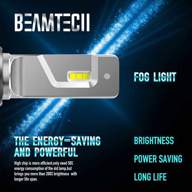 BEAMTECH H7 Fog Light Bulbs, Fog Light Bulb 6500K Light