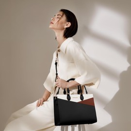 LOVEVOOK Purses for Women,Satchel Handbags Tote Bag, Black Pu Leather Shoulder Crossbody Top Handle Purse with Zipper