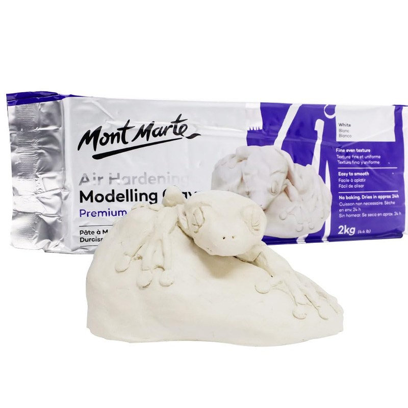Mont Marte White Air Hardening Modeling Clay, 2kg (4.4lb). Approximate