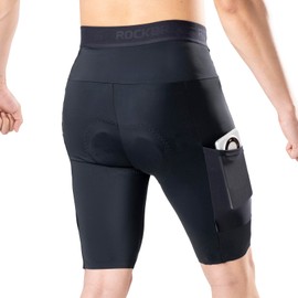 Padded Bike Shorts for Men Cycling Shorts with Side Pockets Mountain Bike Shorts Breathable with Reflective Elements Black