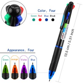 4 Pack 4-in-1 Colored Pens 0.7mm Fine Point Multicolor Ballpoint Pen 4 Color Retractable Ballpoint Gift Pens for Office School Supplies