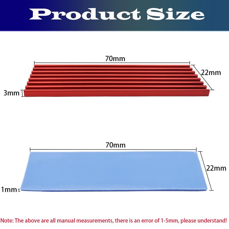 SSD m.2 Heatsink, CTRICALVER 4 Pack Heatsink, 70x22x3mm Notebook Heatsink,