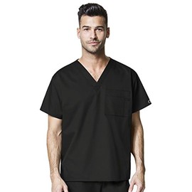WonderWink Womens Unisex V-Neck Top Medical Scrubs Shirt, Black, 4X-Large US