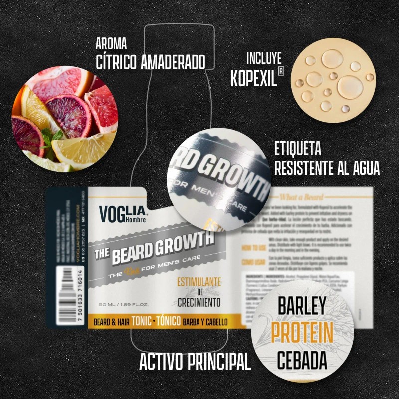 Tónico De Crecimiento Para Barba Y Cabello Voglia Hombre Madera