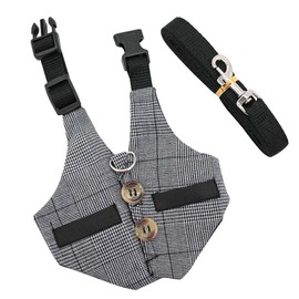 Rabbit Harness, Multipurpose Adjustable Soft Pet Rabbit Walking Harness Leash Lead Gentlemanly Style Bunny Vest for Small Animal (S)