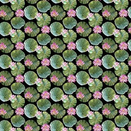 Northcott Water Lilies DP25059 99 Black Lilipads