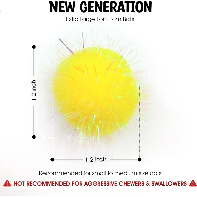 Shizhoo 20 Pieces Mix Sizes Sparkle Pom Pom Balls for