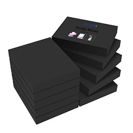 ZCZN Small Sticky Notes, 1.5in x 2in, 100 Sheets/Pad, 10 Pads/Pack, Black