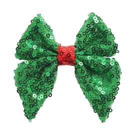 Baby Christmas Sequins Headband Bow Red Green Glitter Sequins Bow Christmas Hair Band Bow BHC03 (Hair Clips-B)