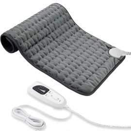 Heating pad, Electric Heat Pad with Automatic Switch-Off and 6 Temperature Levels Heating pad for Back Neck Shoulder Belly Heating Technology - Machine Washable. (17"x 33", Dark Gray.)