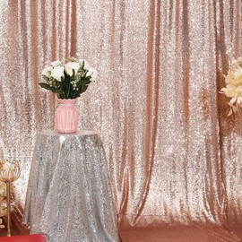 Rose gold Sequin Backdrop Fabric Curtain 4FTx7FT Wedding Birthday Party Background Drapes, 3E home(120cm X 210cm)