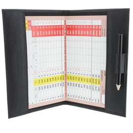 Large Leather Golf Scorecard Holder for UK, Ireland and European Scorecards 2314, black, Standard size, European