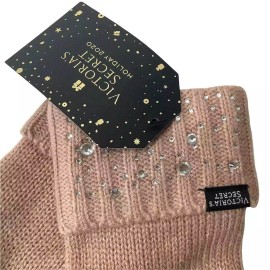 Victoria's Secret Bling Gem Sparkle Knit Soft Gloves Mittens Pink OS , $25 NWT