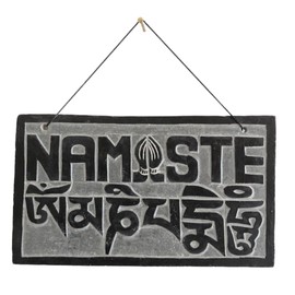 14cm Fair Trade Nepalese Stone Om Sign Namaste Stone Sign OM Padme Welcome Door Hanger Buddhist
