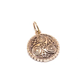 Windalf Silan Jewellery Pendant 1.1 cm Celtic Triskele Bronze, Fabric jewellery bag