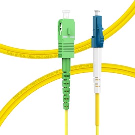 FLYPROFiber 1M/3ft OS2 LC/UPC to SC/APC Fiber Patch Cable, Single Mode Fiber Optic Cable, Simplex, Length Option:0.5m-10m OS1/OS2 Compatible - 9/125um Yellow LSZH OD-2.0mm 1M(3ft)