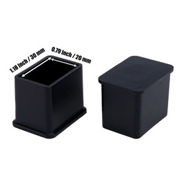 Rubber Feet Pads Mcredy Chair Leg Caps Inner Size 0.8" x1.2" Square,Rectangle Fit for Chair feet Floor Protectors Black Pack of 8