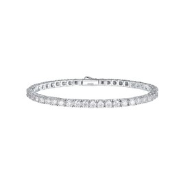 Womens Sparkle Moissanite 3mm Tennis Chain Bracelet Bangle 925 Sterling Silver 5.9inch