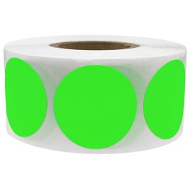 Fluorescent Green Color Coding Dot Labels 25.4 mm 1 Inch Round 500 Count