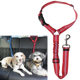[Dog Life] Dog Pet Seat Belt, Pet Seat Belt, Safe, Car Lead, Drive, Passenger Seat Prevention, Stretchable, Adjustable Length (Red)
