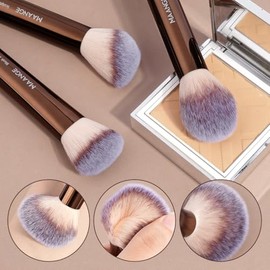 MAANGE Juego de 16 brochas de maquillaje de viaje para polvo líquido, corrector de contorno, crema, cosméticos, mezcla, sombra de ojos, delineador de 