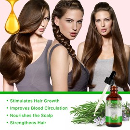 Rosemary Oil for Hair Growth 2.02 Fl Oz with Scalp Massager, Organic Pure Rosemary Essential Oil for Eyelashs, Eyebrows, Face, Skin Care, Body Massage, Nourishes The Scalp, Improve Blood Circulation