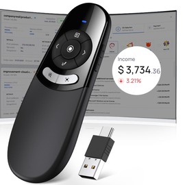 Presentation Clicker PPT Slide Clicker on TV LED LCD Screen, Magnifier Highlight Presentation Clicker,2 in 1 Type C Digital Pointer Presenter Wireless with Volume Control