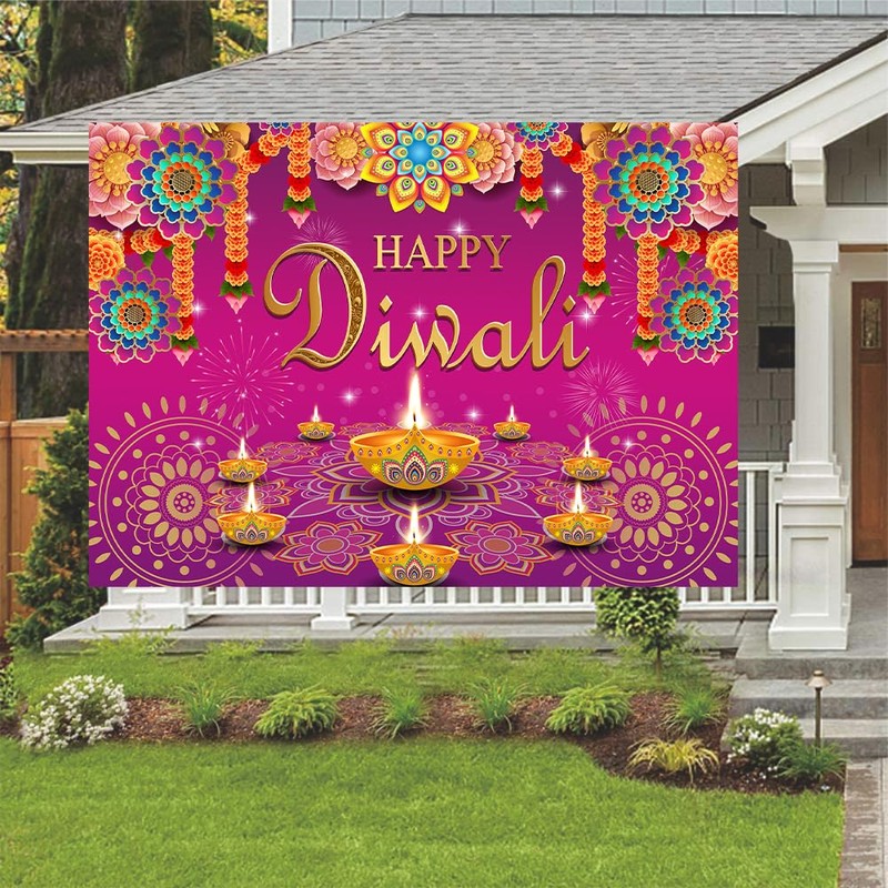 7x5FT Happy Diwali Photography Backdrop Indian Diwali Background Decorations for