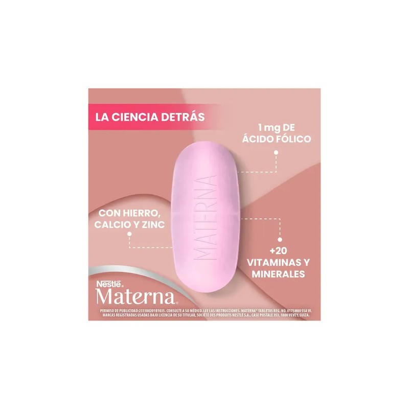 Suplemento Multivitamínico Nestlé Materna Frasco 30 Tabletas