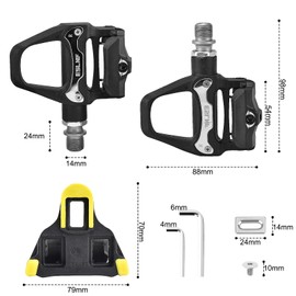 URHELP Rennradpedale,Cleats und Montagematerial,Klickpedale Rennrad,Selbstklingelpedale mit Stollen Fahrradpedalen Reparaturersatz, für MTB Gravel SDS Klickpedale,Langstreckenfahrt,Outdoor