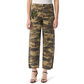 Jessica Simpson Women's Relaxed Barrel Zip Front Wide Leg Ankle Standard, CAMO