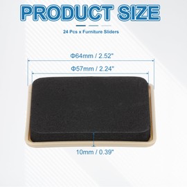PATIKIL Möbelgleiter, 6,3 x 6,3 cm, quadratisch, wiederverwendbar, für Teppiche, schwere Möbel, Bodenschutz, Oberflächenschutz, Tisch, Schreibtisch, Khaki, 24 Stück