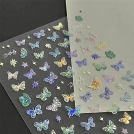[Overseas] Children's Nail Stickers, Character Nail Stickers, Nail Materials, Little Red Book, Hot Butterfly Wings, Streamer Stickers, Dd-07 bare metal 50ea