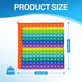 Times Table Poppet 12x12 Math Fidget Toy, Double-Sided Multiplication Popper, Educational Rainbow Math Sensory Tool for Teachers and Students, Stress Relief Toy