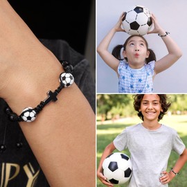 Anpredo Football Accessories Cross Bracelets for Teen - Catholic Confirmation Graduation Gift from Mom to Son, Adjustable Braided Birthday Prayer Blessing Charm