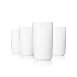 Drinique Tall Unbreakable Highball Glasses (Set of 4) 14oz Reusable, Shatterproof, Tritan Plastic Drinking Glasses - White