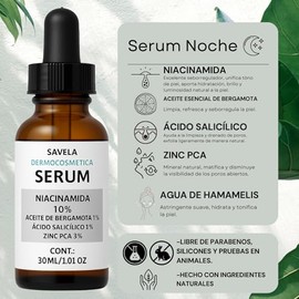 Serum, Suero Niacinamida 10%, Aceite de Bergamota 1%, Ácido Salicilico 1%, Zinc PCA 3%, Limpiador facial, Hidratante, Ilumina y unifica el tono de piel, Ideal para diferentes tipos de piel.