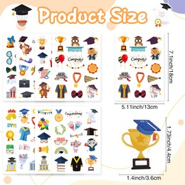 Graduation Stickers, Graduation Cap Stickers, 468 PCS Congrats Grad Sticker Class of 2025 Graduations Decorations Self-Adhesive Congrat Grad Decal Label for Graduations Envelope Seals Party Supplies