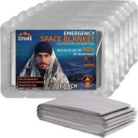 Oture Emergency Space Blankets, 6 Pack Survival Thermal Blanket, Mylar Thermal Survival Blankets Emergency Foil Blanket for Keeping Body Warm,Ourdoor, Hiking, Camping Gear, Travelling
