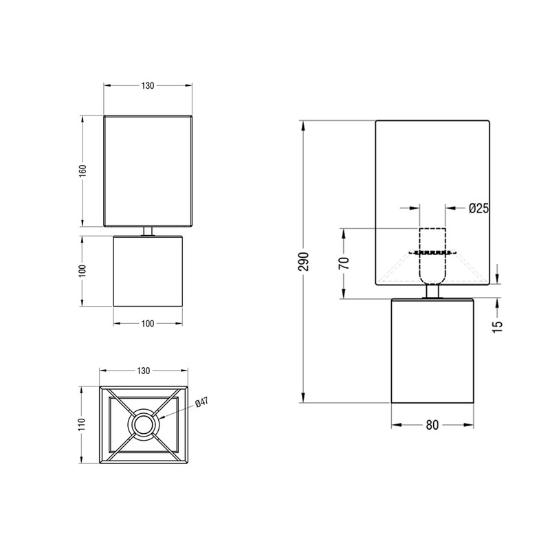 Reality Leuchten R50131001 Table Lamp with Ceramic Base 1x E14
