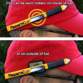 Magnetic Carpenter Pencil Holder With Strong Clip for Hat, Pocket, Toolbelt - Rubber Grip, Spare Clip, Keeps Pencil Handy on Winter Hat