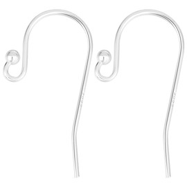 Beebeecraft 1 Box of 10 925 Sterling Silver Ear Hooks with French Ball End for Drop Earrings DIY Jewellery Making (Wire 0.7 mm/21 Gauge/0.028 Inches)